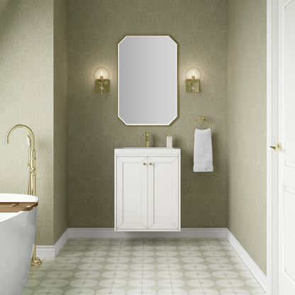James Martin - Chianti 24" Single Vanity, Glossy White, Champagne Brass, w/ White Glossy Composite Stone Top - 533V24GWCBWG view 6