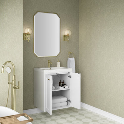 James Martin - Chianti 24" Single Vanity, Glossy White, Champagne Brass, w/ White Glossy Composite Stone Top - 533V24GWCBWG view 10