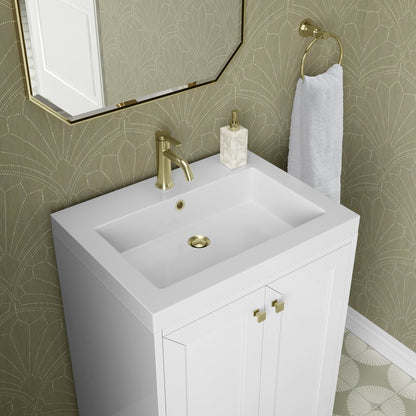 James Martin - Chianti 24" Single Vanity, Glossy White, Champagne Brass, w/ White Glossy Composite Stone Top - 533V24GWCBWG view 12