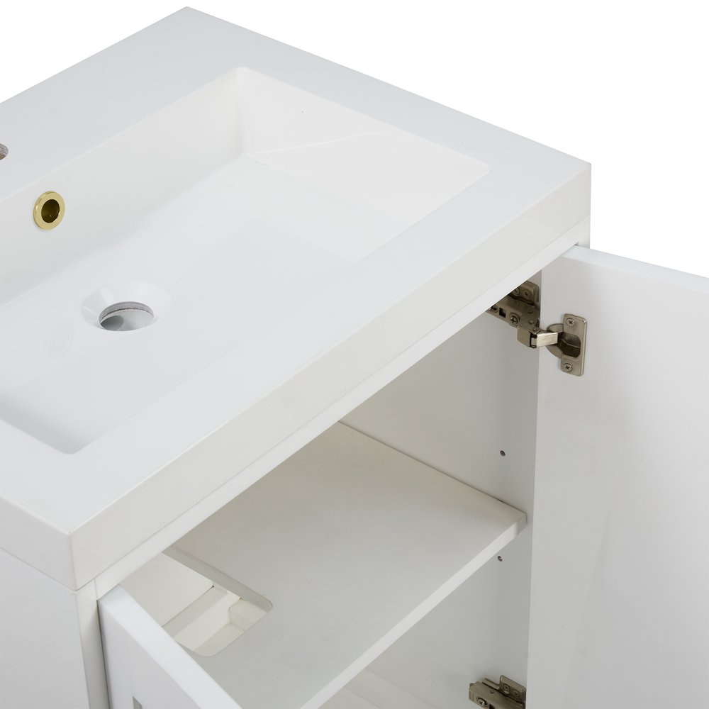 James Martin - Chianti 24" Single Vanity, Glossy White, Champagne Brass, w/ White Glossy Composite Stone Top - 533V24GWCBWG view 15