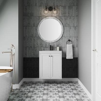 James Martin - Chianti 24" Single Vanity, Glossy White, Matte Black, w/ White Glossy Composite Stone Top - 533V24GWMBKWG view 8