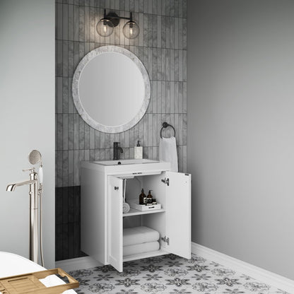 James Martin - Chianti 24" Single Vanity, Glossy White, Matte Black, w/ White Glossy Composite Stone Top - 533V24GWMBKWG view 12