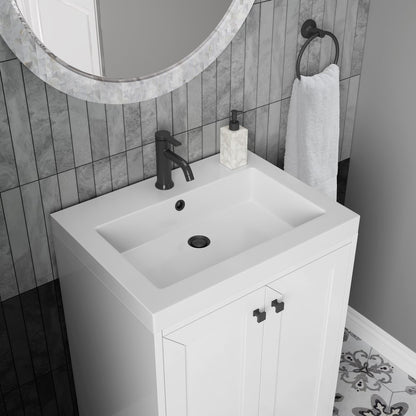 James Martin - Chianti 24" Single Vanity, Glossy White, Matte Black, w/ White Glossy Composite Stone Top - 533V24GWMBKWG view 15