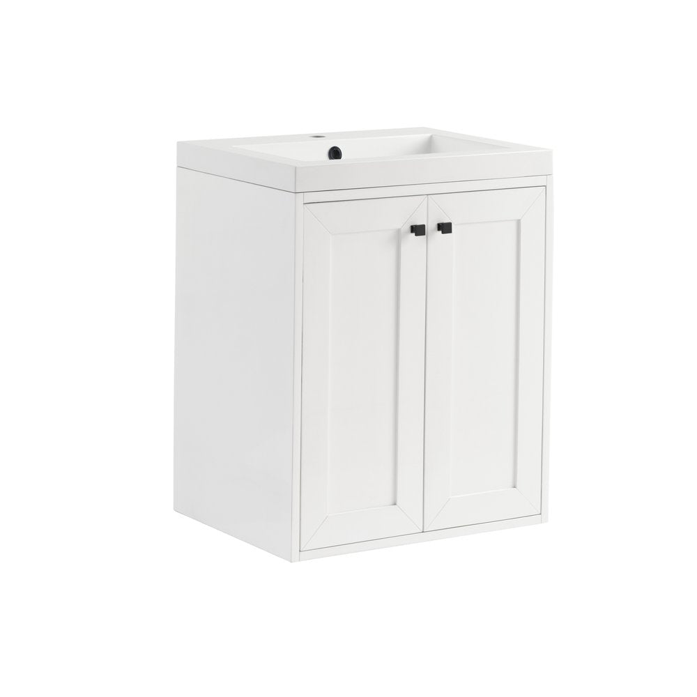 James Martin - Chianti 24" Single Vanity, Glossy White, Matte Black, w/ White Glossy Composite Stone Top - 533V24GWMBKWG view 21
