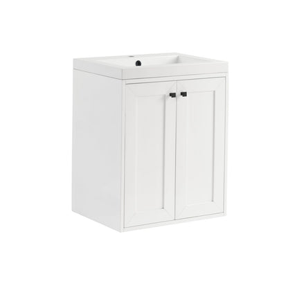 James Martin - Chianti 24" Single Vanity, Glossy White, Matte Black, w/ White Glossy Composite Stone Top - 533V24GWMBKWG view 21