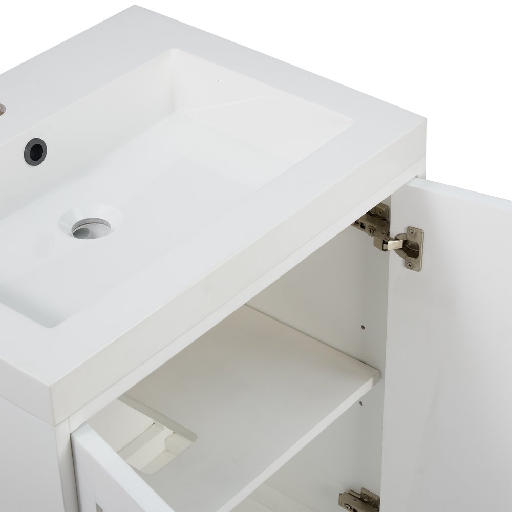 James Martin - Chianti 24" Single Vanity, Glossy White, Matte Black, w/ White Glossy Composite Stone Top - 533V24GWMBKWG view 22