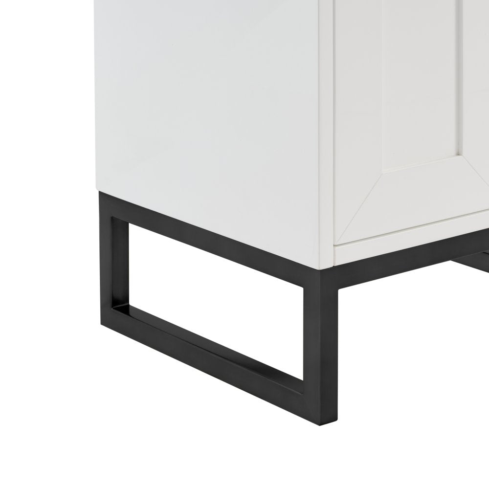 James Martin - Chianti 24" Single Vanity, Glossy White, Matte Black, w/ White Glossy Composite Stone Top - 533V24GWMBKWG view 24