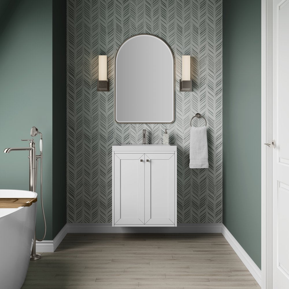 James Martin - Chianti 24" Single Vanity, Glossy White w/ White Glossy Composite Stone Top - 533V24GWWG view 3