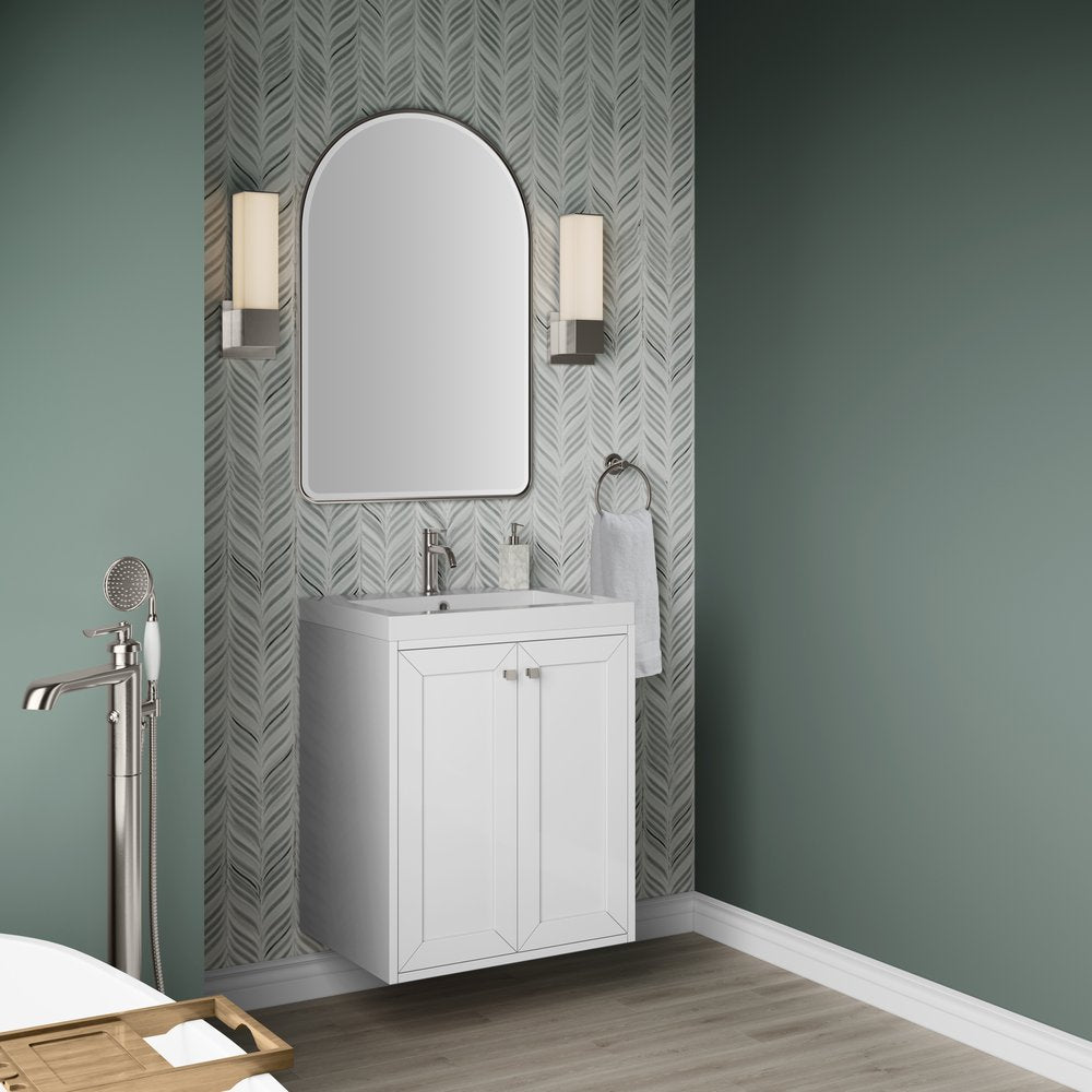 James Martin - Chianti 24" Single Vanity, Glossy White w/ White Glossy Composite Stone Top - 533V24GWWG view 4