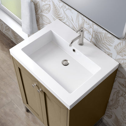 James Martin - Chianti 24" Single Vanity, Walnut Whisper, Brushed Nickel, w/ White Glossy Composite Stone Top - 533V24WLWBNKWG view 12