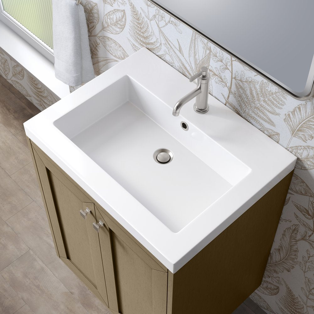 James Martin - Chianti 24" Single Vanity, Walnut Whisper, Brushed Nickel, w/ White Glossy Composite Stone Top - 533V24WLWBNKWG view 13