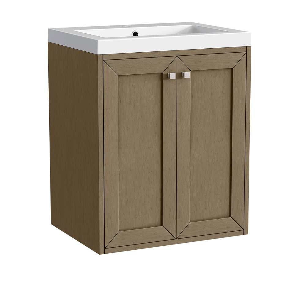 James Martin - Chianti 24" Single Vanity, Walnut Whisper, Brushed Nickel, w/ White Glossy Composite Stone Top - 533V24WLWBNKWG view 19