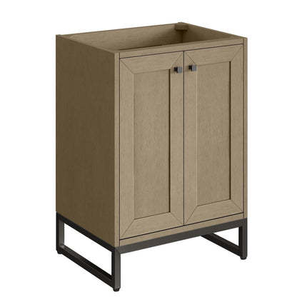James Martin - Chianti 24" Single Vanity, Walnut Whisper, Matte Black, w/ White Glossy Composite Stone Top - 533V24WLWMBKWG view 3