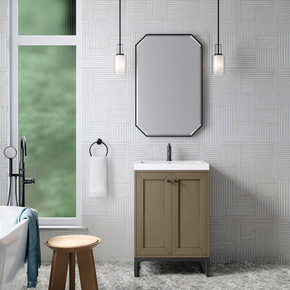 James Martin - Chianti 24" Single Vanity, Walnut Whisper, Matte Black, w/ White Glossy Composite Stone Top - 533V24WLWMBKWG view 5
