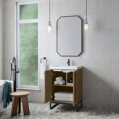 James Martin - Chianti 24" Single Vanity, Walnut Whisper, Matte Black, w/ White Glossy Composite Stone Top - 533V24WLWMBKWG view 9