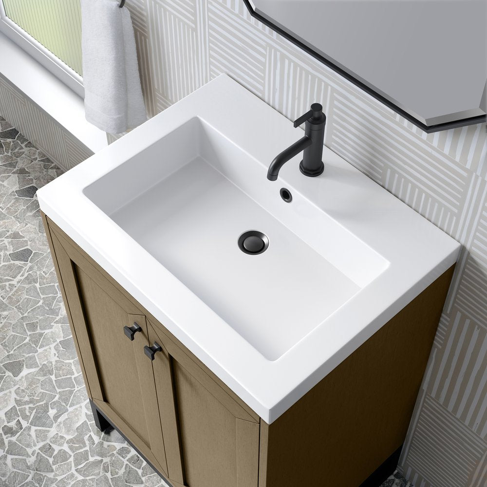 James Martin - Chianti 24" Single Vanity, Walnut Whisper, Matte Black, w/ White Glossy Composite Stone Top - 533V24WLWMBKWG view 12