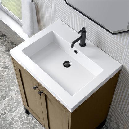 James Martin - Chianti 24" Single Vanity, Walnut Whisper, Matte Black, w/ White Glossy Composite Stone Top - 533V24WLWMBKWG view 12