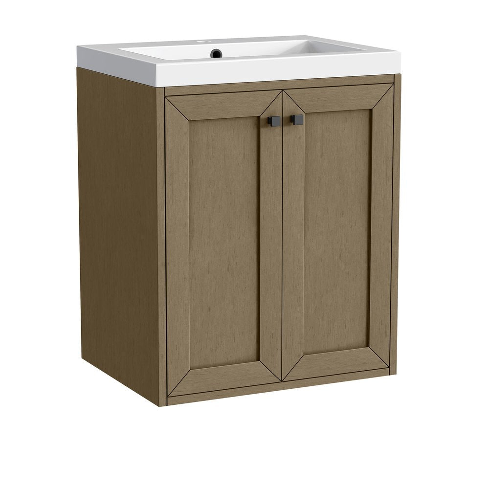 James Martin - Chianti 24" Single Vanity, Walnut Whisper, Matte Black, w/ White Glossy Composite Stone Top - 533V24WLWMBKWG view 19