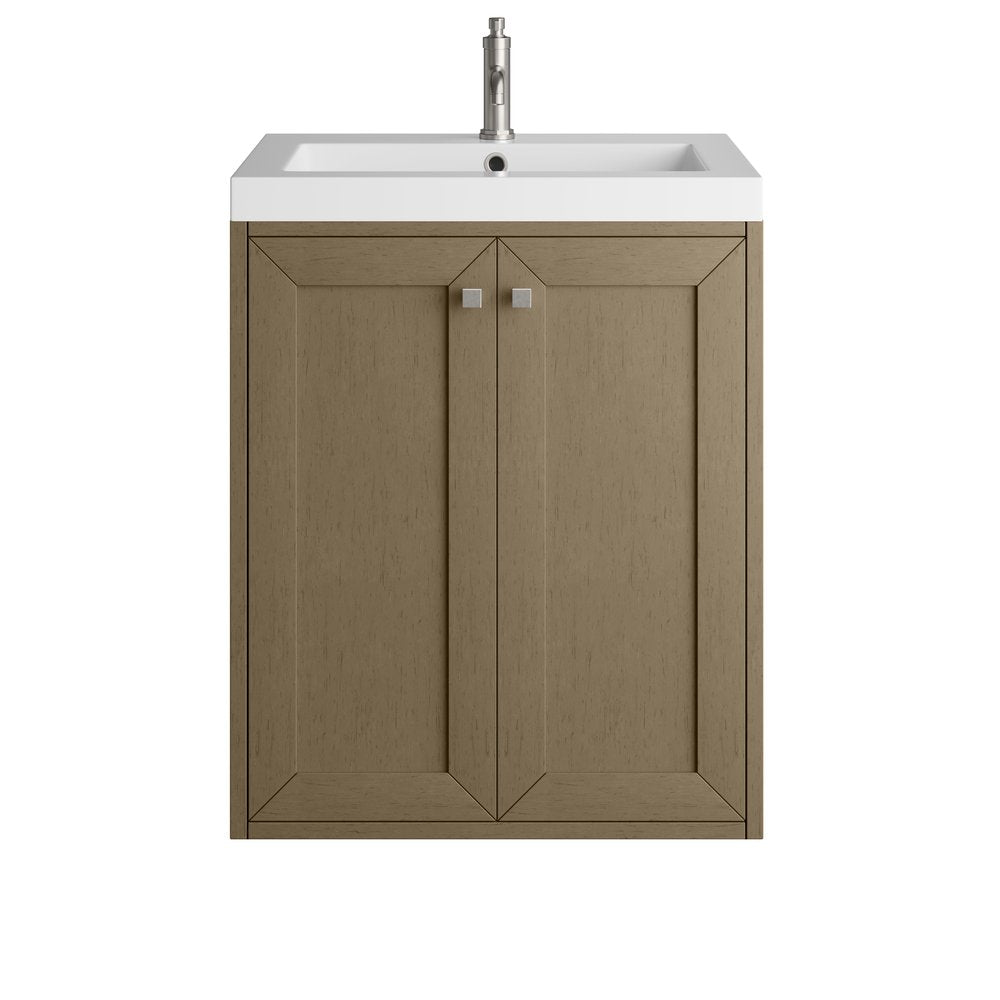 James Martin - Chianti 24" Single Vanity, Walnut Whisper w/ White Glossy Composite Stone Top - 533V24WLWLWG view 1