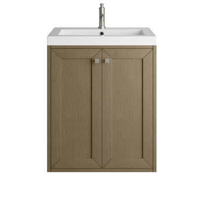 James Martin - Chianti 24" Single Vanity, Walnut Whisper w/ White Glossy Composite Stone Top - 533V24WLWLWG view 1
