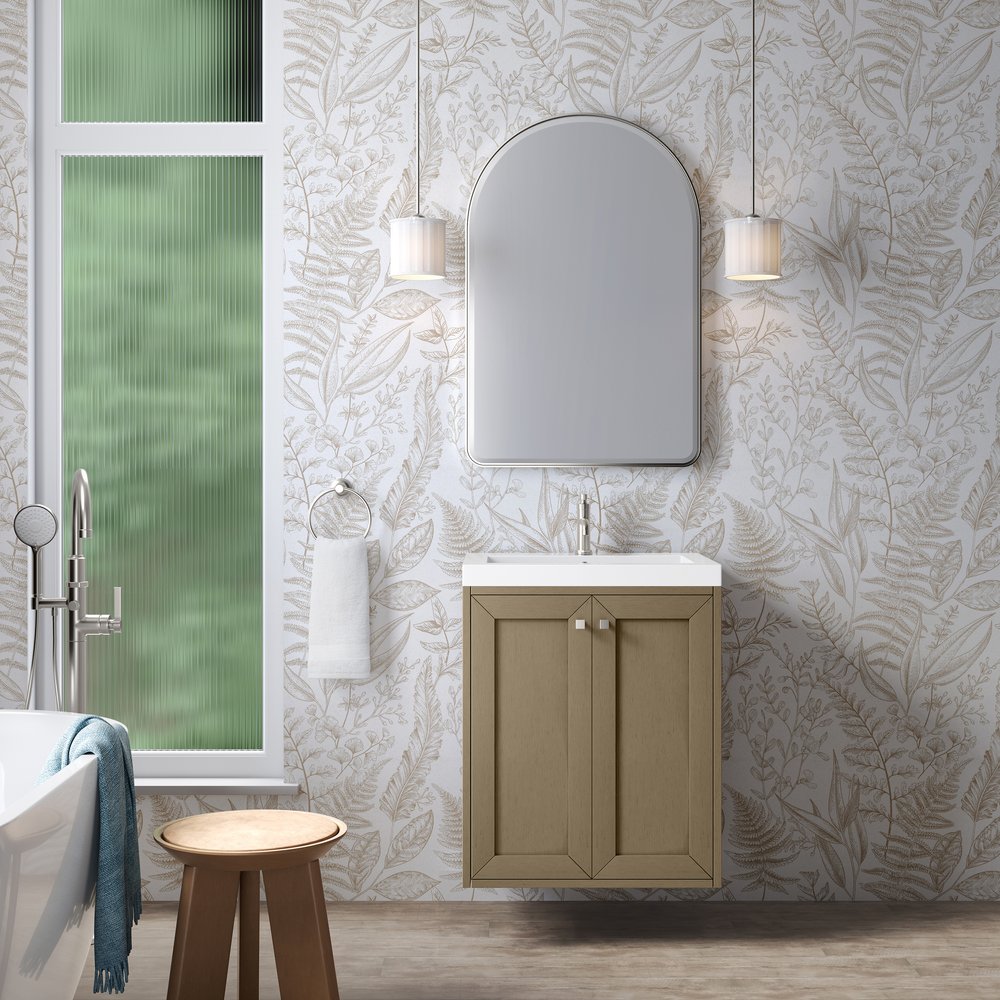 James Martin - Chianti 24" Single Vanity, Walnut Whisper w/ White Glossy Composite Stone Top - 533V24WLWLWG view 4