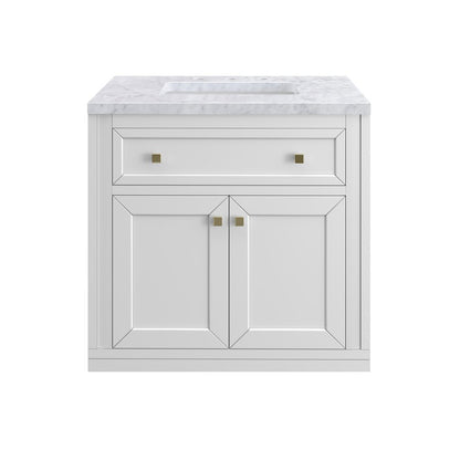 James Martin - Chicago 30" Single Vanity, Glossy White, w/ 3 CM Carrara Marble Top - 503-V30-GW-3CAR view 1