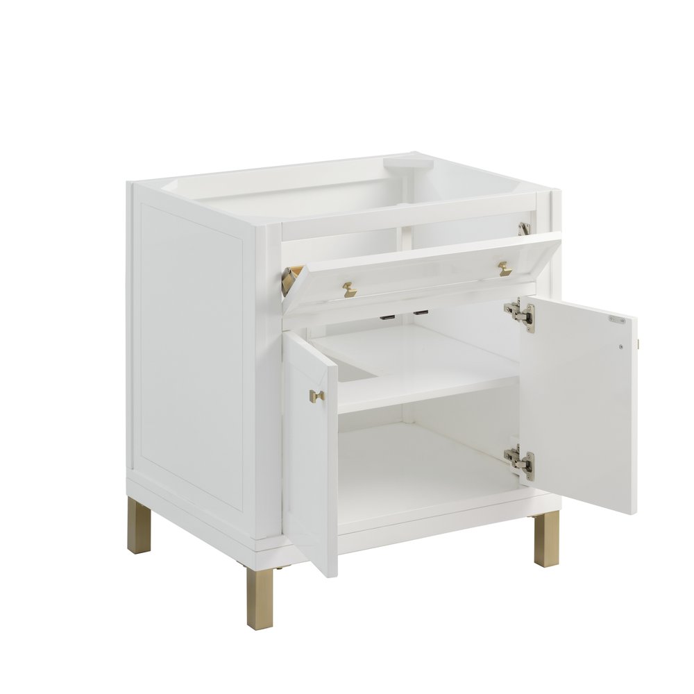 James Martin - Chicago 30" Single Vanity, Glossy White, w/ 3 CM Carrara Marble Top - 503-V30-GW-3CAR view 9