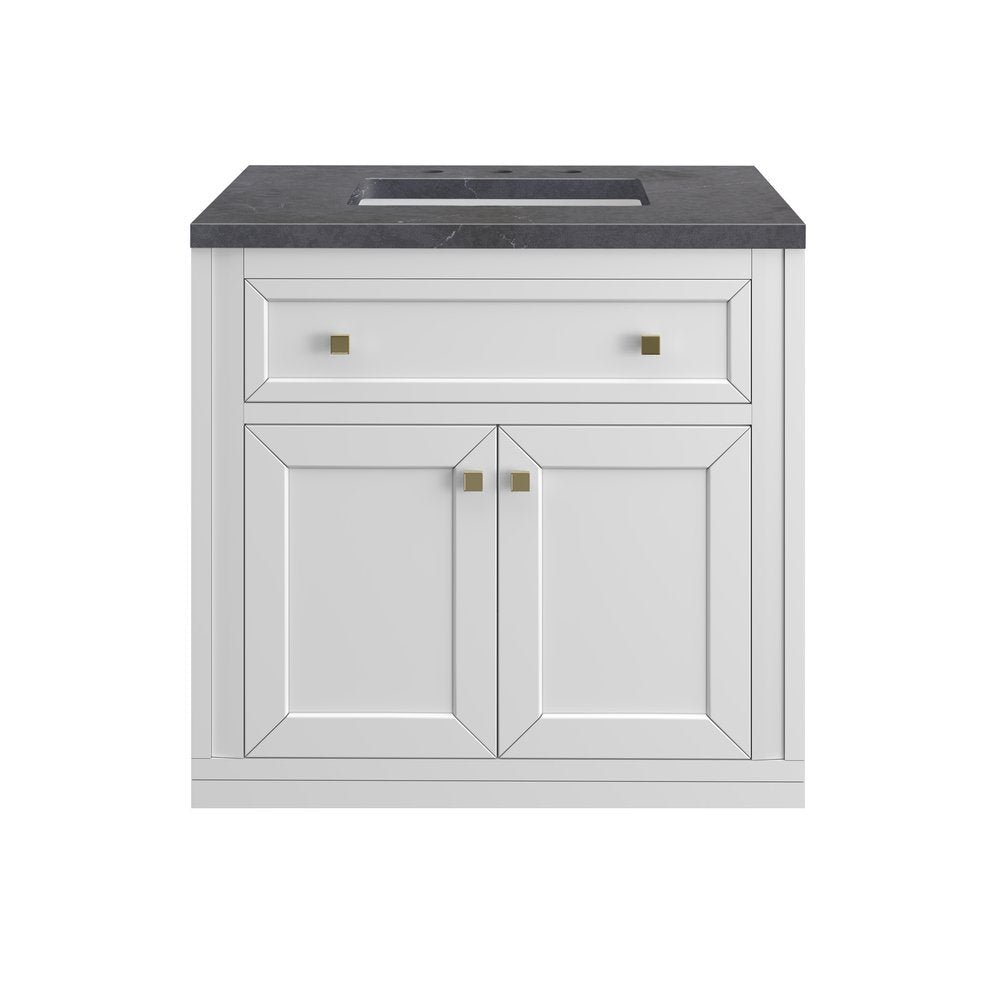 James Martin - Chicago 30" Single Vanity, Glossy White, w/ 3 CM Charcoal Soapstone Silestone® Top - 503-V30-GW-3CSP view 1