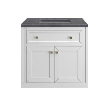 James Martin - Chicago 30" Single Vanity, Glossy White, w/ 3 CM Charcoal Soapstone Silestone® Top - 503-V30-GW-3CSP view 1