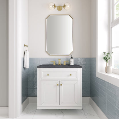 James Martin - Chicago 30" Single Vanity, Glossy White, w/ 3 CM Charcoal Soapstone Silestone® Top - 503-V30-GW-3CSP view 4