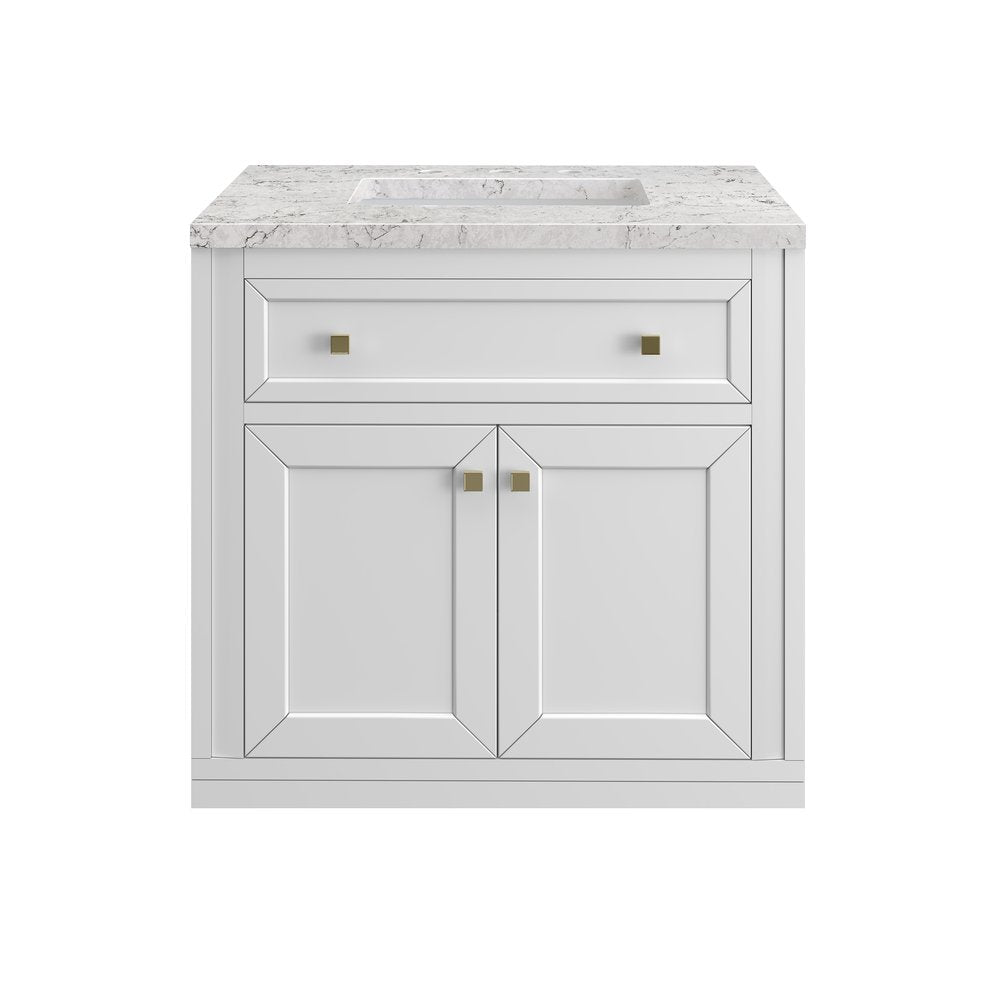 James Martin - Chicago 30" Single Vanity, Glossy White, w/ 3 CM Eternal Jasmine Pearl Silestone® Top - 503-V30-GW-3EJP view 1