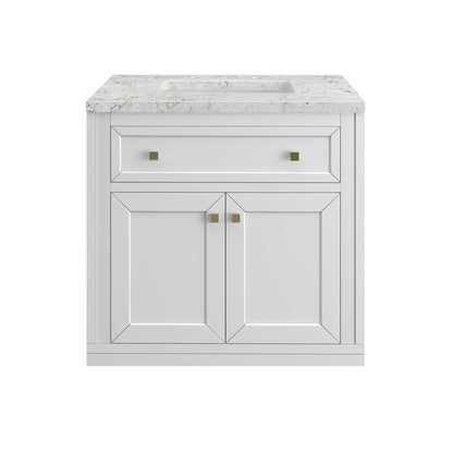 James Martin - Chicago 30" Single Vanity, Glossy White, w/ 3 CM Eternal Jasmine Pearl Silestone® Top - 503-V30-GW-3EJP view 1