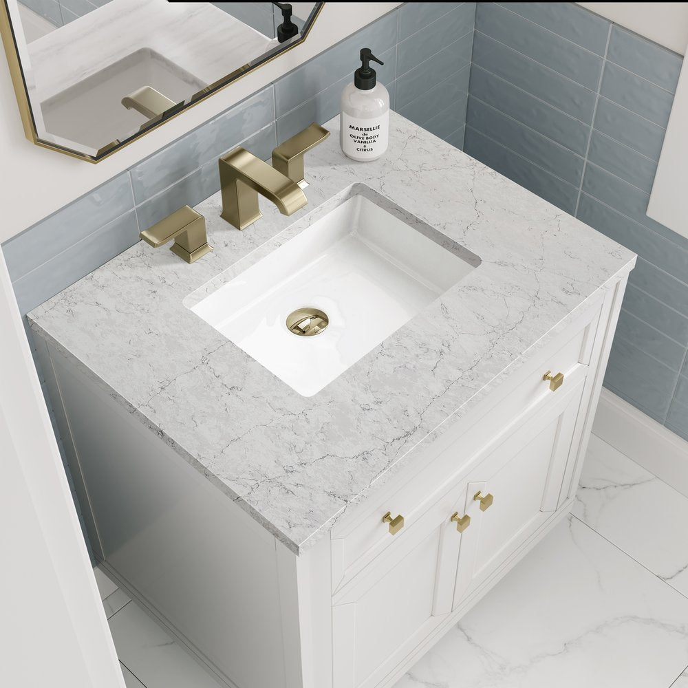 James Martin - Chicago 30" Single Vanity, Glossy White, w/ 3 CM Eternal Jasmine Pearl Silestone® Top - 503-V30-GW-3EJP view 8