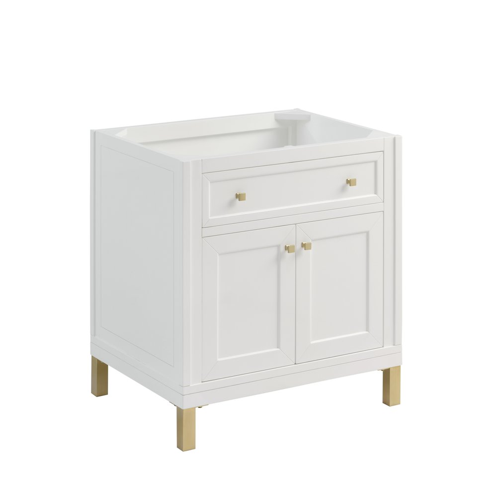 James Martin - Chicago 30" Single Vanity, Glossy White, w/ 3 CM Lime Delight Silestone® Top - 503-V30-GW-3LDL view 2