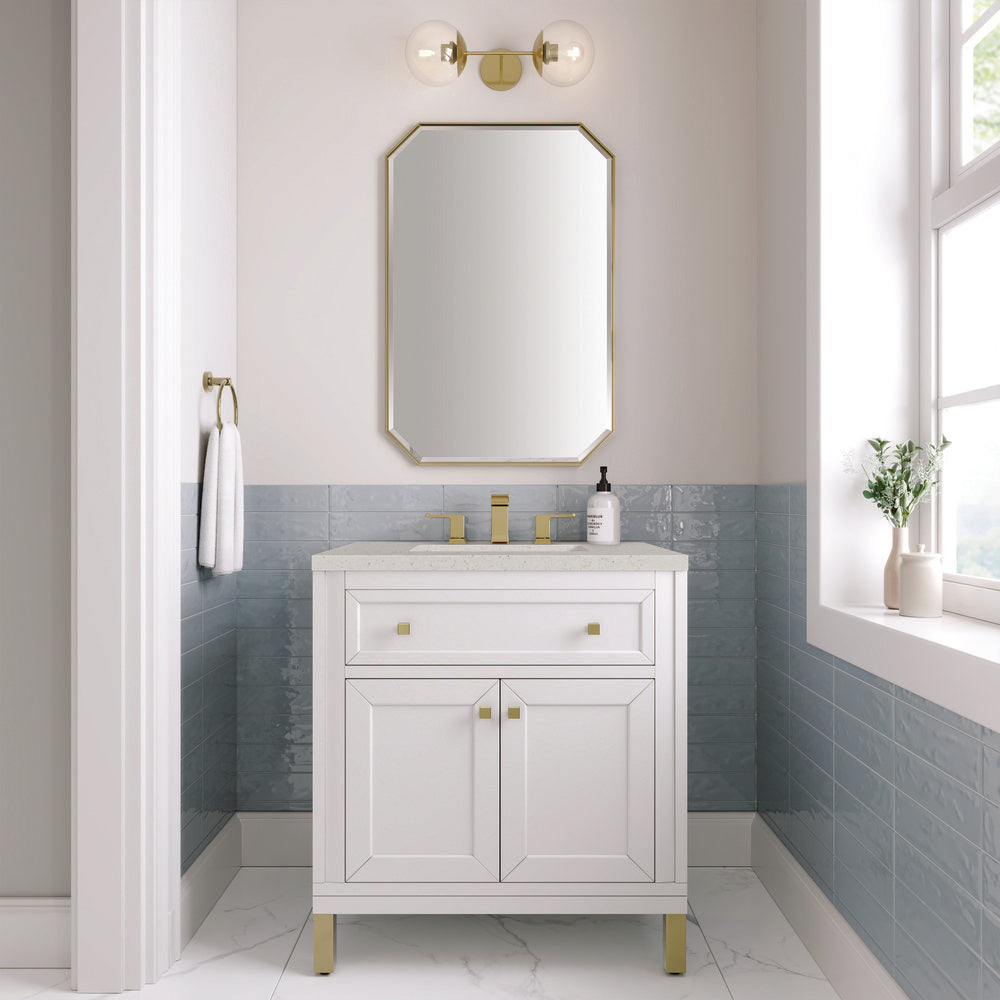 James Martin - Chicago 30" Single Vanity, Glossy White, w/ 3 CM Lime Delight Silestone® Top - 503-V30-GW-3LDL view 4