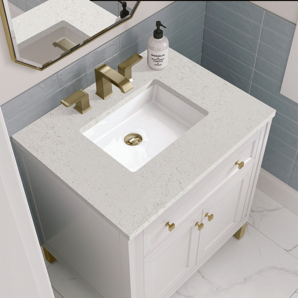 James Martin - Chicago 30" Single Vanity, Glossy White, w/ 3 CM Lime Delight Silestone® Top - 503-V30-GW-3LDL view 8