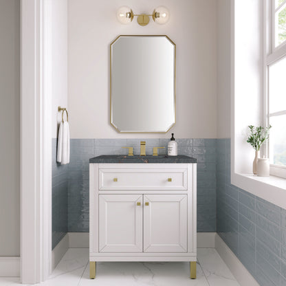 James Martin - Chicago 30" Single Vanity, Glossy White, w/ 3 CM Parisien Bleu Silestone® Top - 503-V30-GW-3PBL view 4
