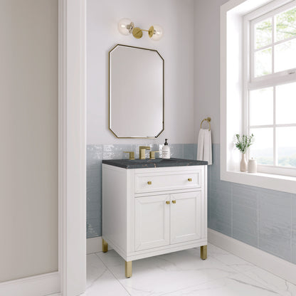 James Martin - Chicago 30" Single Vanity, Glossy White, w/ 3 CM Parisien Bleu Silestone® Top - 503-V30-GW-3PBL view 5