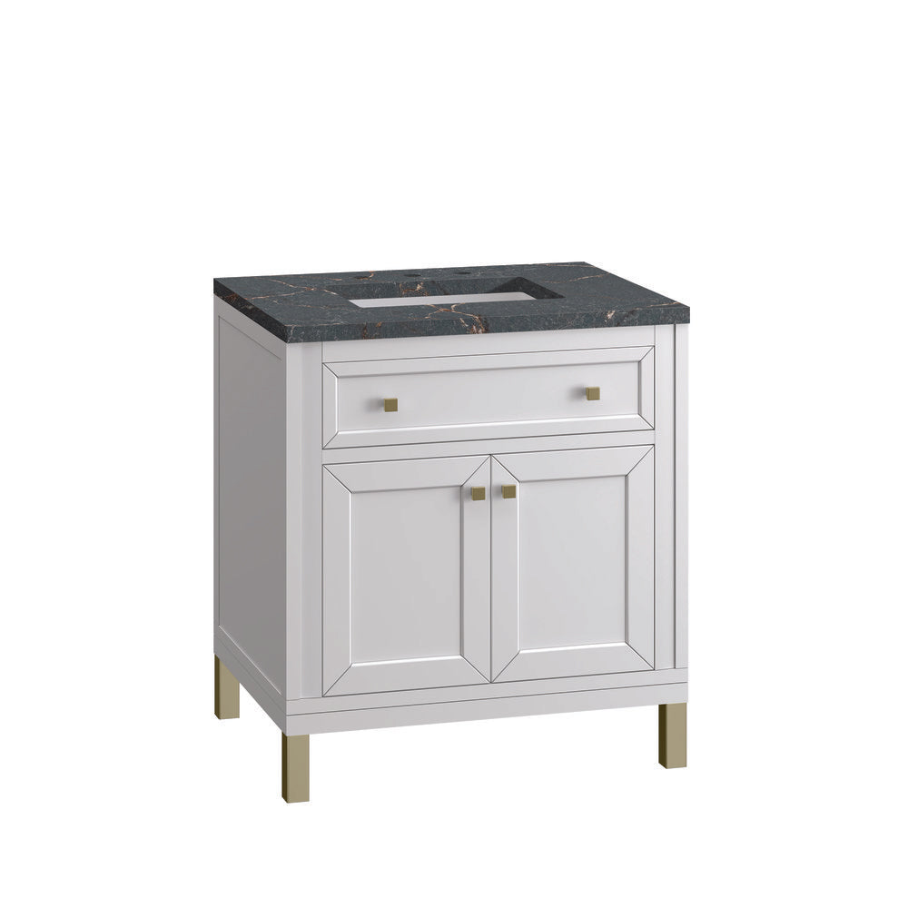 James Martin - Chicago 30" Single Vanity, Glossy White, w/ 3 CM Parisien Bleu Silestone® Top - 503-V30-GW-3PBL view 12