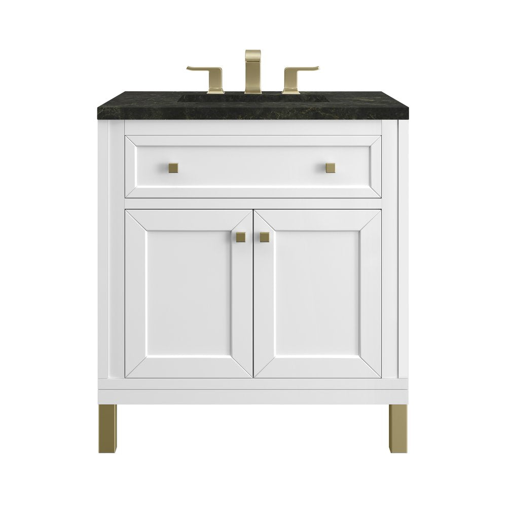 James Martin - Chicago 30" Single Vanity, Glossy White, w/ 3 CM Phantome Eclos Top - 503-V30-GW-3PHT view 1