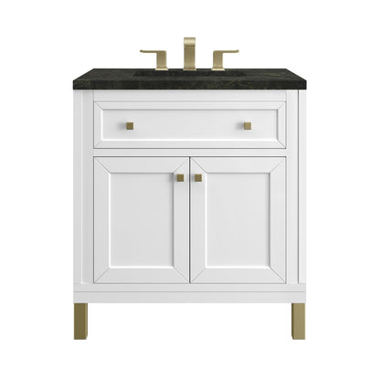 James Martin - Chicago 30" Single Vanity, Glossy White, w/ 3 CM Phantome Eclos Top - 503-V30-GW-3PHT view 1