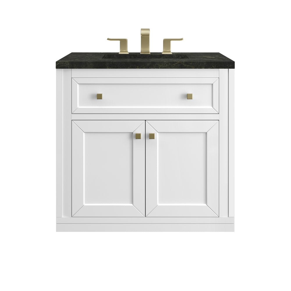 James Martin - Chicago 30" Single Vanity, Glossy White, w/ 3 CM Phantome Eclos Top - 503-V30-GW-3PHT view 2