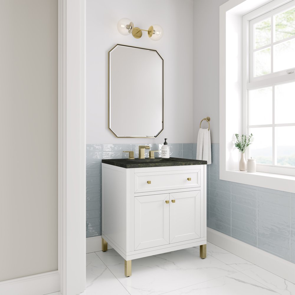 James Martin - Chicago 30" Single Vanity, Glossy White, w/ 3 CM Phantome Eclos Top - 503-V30-GW-3PHT view 7