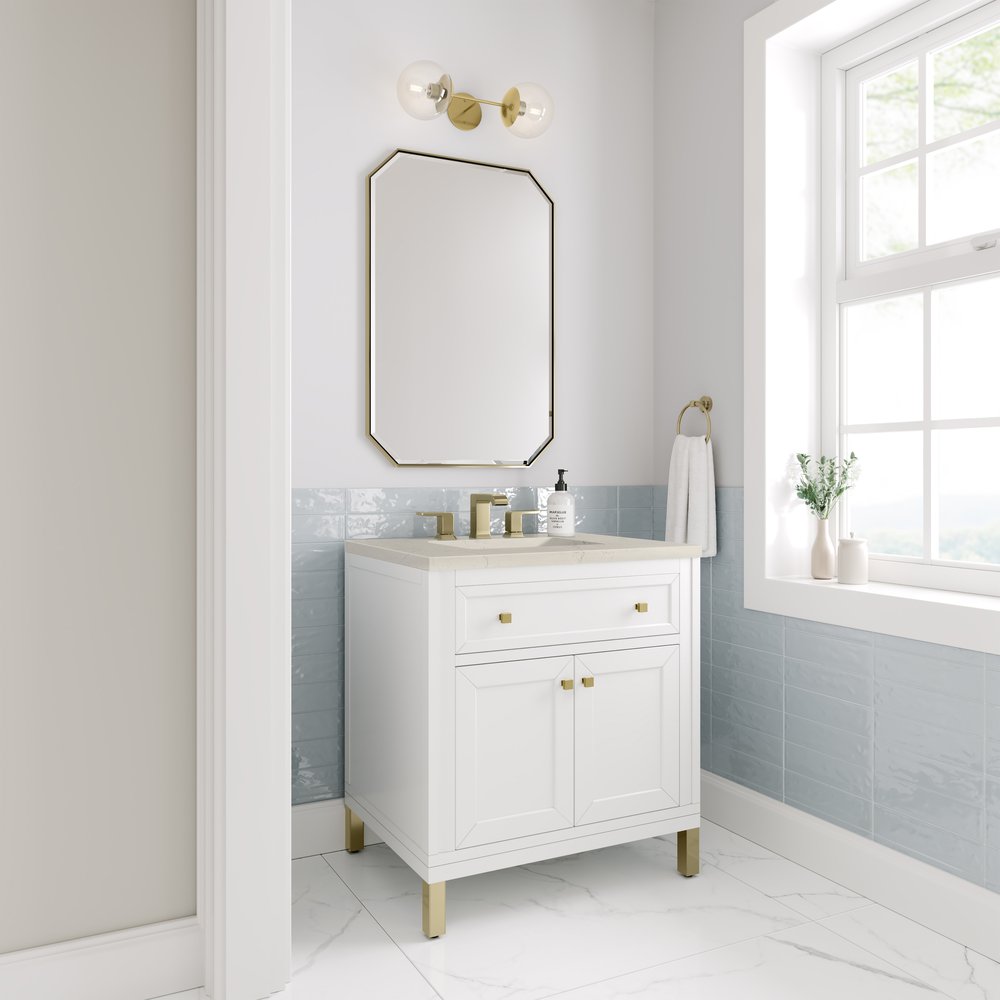 James Martin - Chicago 30" Single Vanity, Glossy White, w/ 3 CM Siberian Silestone Top - 503-V30-GW-3SFR view 7