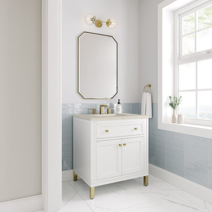 James Martin - Chicago 30" Single Vanity, Glossy White, w/ 3 CM Siberian Silestone Top - 503-V30-GW-3SFR view 7
