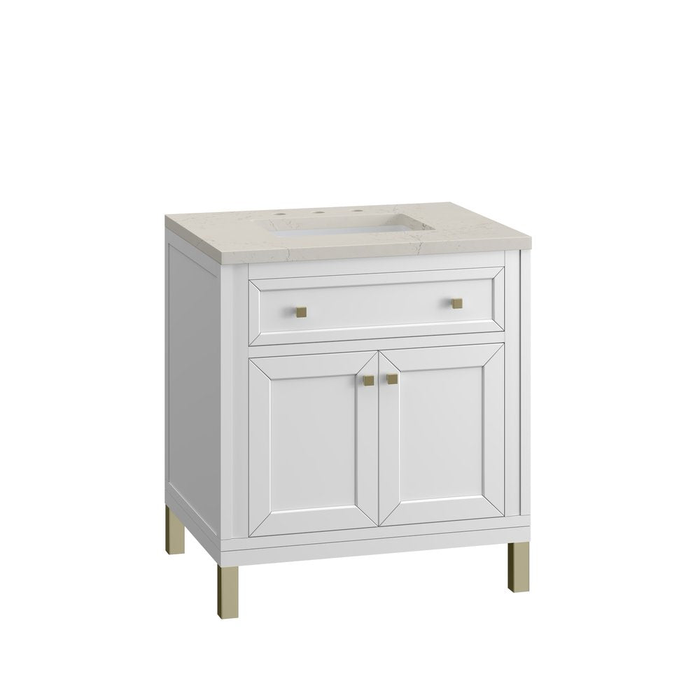 James Martin - Chicago 30" Single Vanity, Glossy White, w/ 3 CM Siberian Silestone Top - 503-V30-GW-3SFR view 14