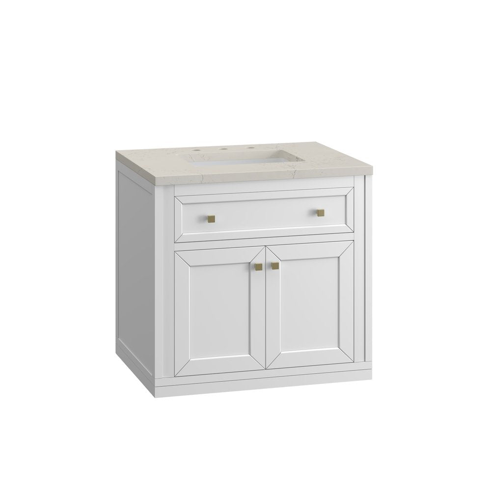 James Martin - Chicago 30" Single Vanity, Glossy White, w/ 3 CM Siberian Silestone Top - 503-V30-GW-3SFR view 15