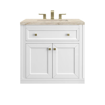 James Martin - Chicago 30" Single Vanity, Glossy White, w/ 3 CM Tajnar Eclos Top - 503-V30-GW-3TJR view 2