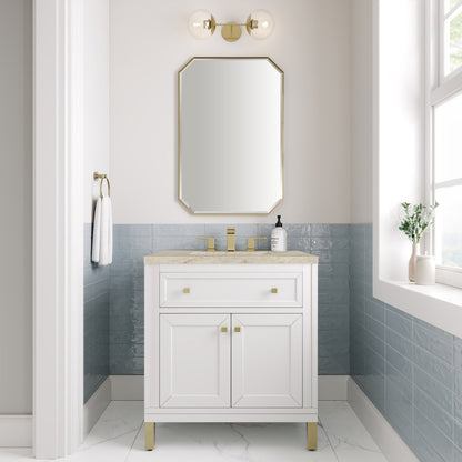 James Martin - Chicago 30" Single Vanity, Glossy White, w/ 3 CM Tajnar Eclos Top - 503-V30-GW-3TJR view 5