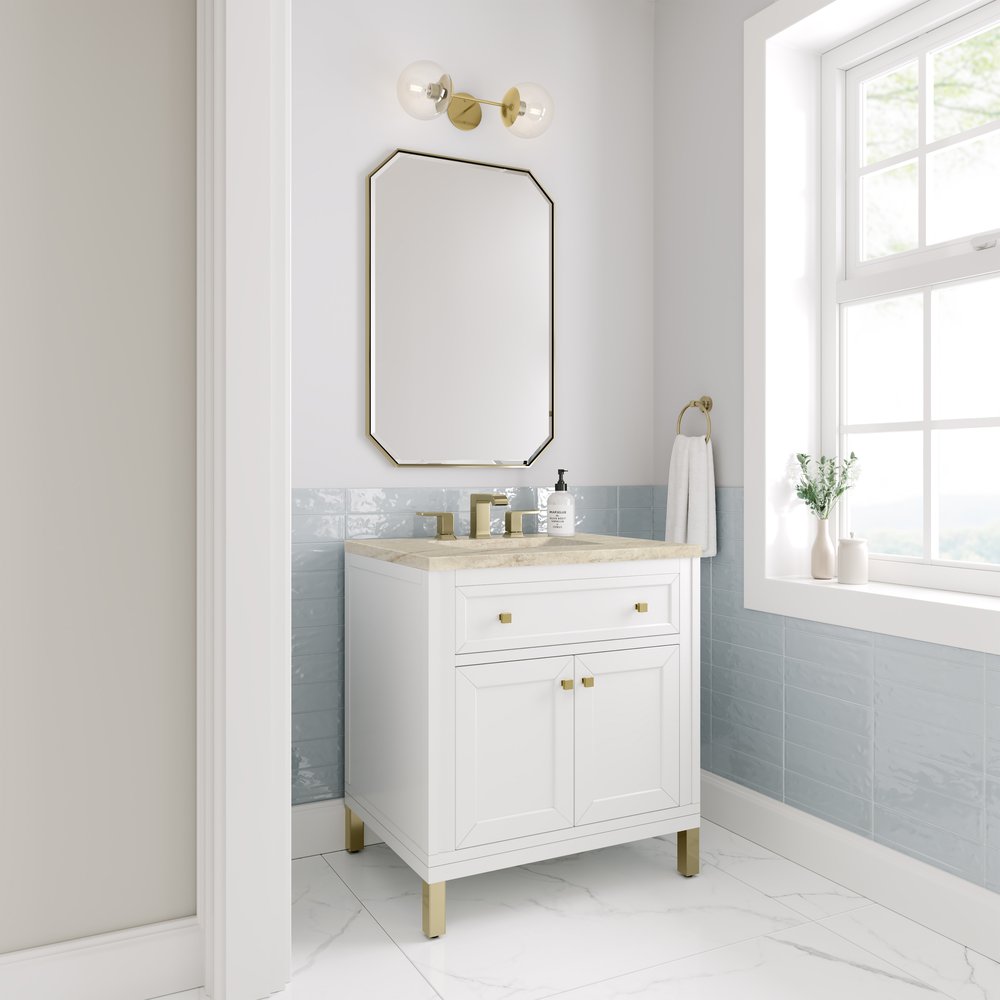 James Martin - Chicago 30" Single Vanity, Glossy White, w/ 3 CM Tajnar Eclos Top - 503-V30-GW-3TJR view 7